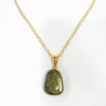 Pendentif Labradorite avec Chaîne Acier Inox Plaqué Or 44 cm + 6 cm