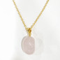 Pendentif Quartz Rose avec Chaîne Acier Inox Plaqué Or 44 cm + 6 cm
