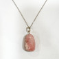 Pendentif Rhodochrosite avec Chaîne Acier Inox Plaqué Or 44 cm + 6 cm