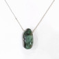 Pendentif Emeraude Brute Polie avec Chaîne Acier Inox 42 + 7 cm