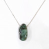 Pendentif Emeraude Brute Polie avec Chaîne Acier Inox 42 + 7 cm