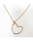 Pendentif Cœur avec Chaîne Acier Inox Plaqué or Rose 44 cm