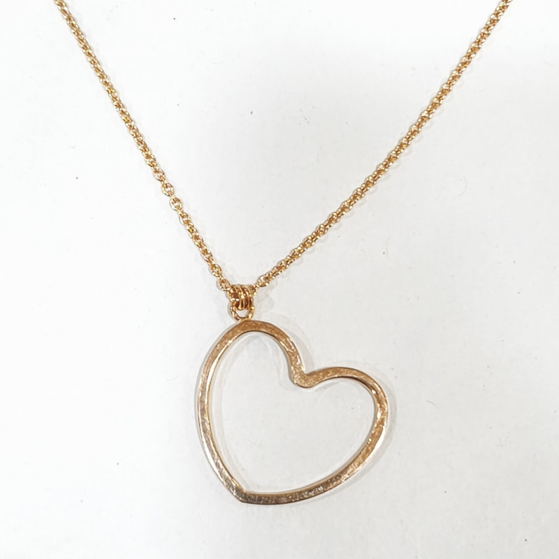 Pendentif Cœur avec Chaîne Acier Inox Plaqué or Rose 44 cm