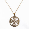 Pendentif Kalevala Koru Viking Diamètre 3 cm avec Chaîne Acier Inox Plaqué or Rose 60 + 10 cm