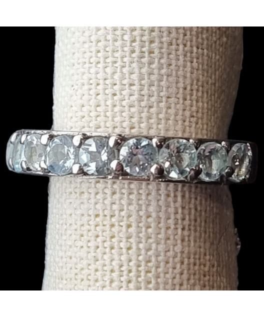 Bague Topaze bleue argent 925 Taille 53