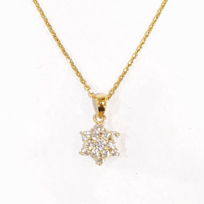 Pendentif Zirconium Etoile avec Chaîne Acier Inox Plaqué or 44 cm