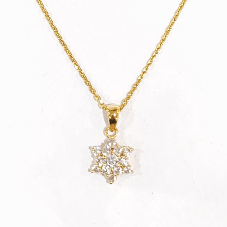 Pendentif Zirconium Etoile avec Chaîne Acier Inox Plaqué or 44 cm