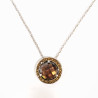 Pendentif Zirconium Facetté Rond avec Chaîne Acier Inox 42 + 7 cm