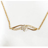 Collier Zirconium Fleur Acier Inox Plaqué Or 42 cm