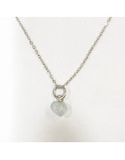 Pendentif Aigue Marine Cœur avec Chaîne Acier Inox 44 cm