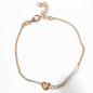 Bracelet Zirconium Cœur Acier Inox Plaqué or Rose 14 + 3 cm