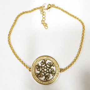 Bracelet Zirconium Rosace Urban Art Acier Inox Plaqué or 16 + 3 cm