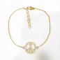 Bracelet Zirconium Peace and Love Acier Inox Plaqué or 14 + 3 cm