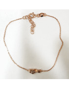 Bracelet Zirconium Cœur Acier Inox Plaqué or Rose 14 + 3 cm