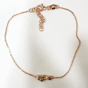 Bracelet Zirconium Cœur Acier Inox Plaqué or Rose 14 + 3 cm