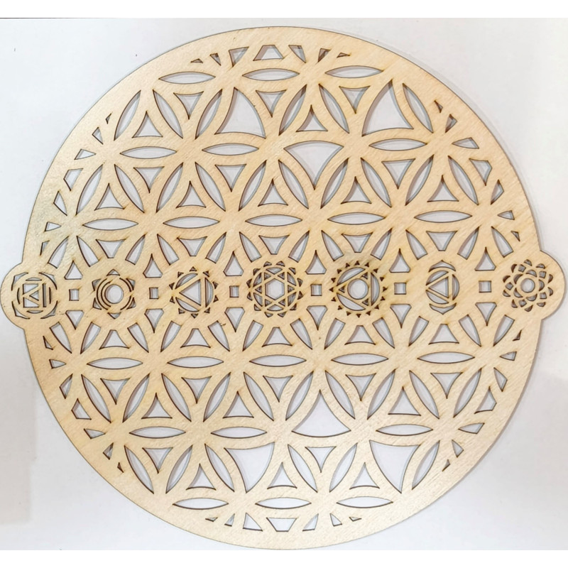 Fleur de Vie Bois 7 Chakras TGM Diamètre 20 cm