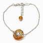 Bracelet Ambre Baltique Fleur Argent 925 avec Fermoir 18 + 3 cm