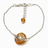 Bracelet Ambre Baltique Fleur Argent 925 avec Fermoir 18 + 3 cm