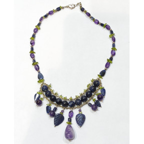 Collier Sodalite Améthyste et Péridot Argent 925 54 cm