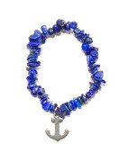 Bracelet Lapis-Lazuli Baroque avec insert Ancre de Marine