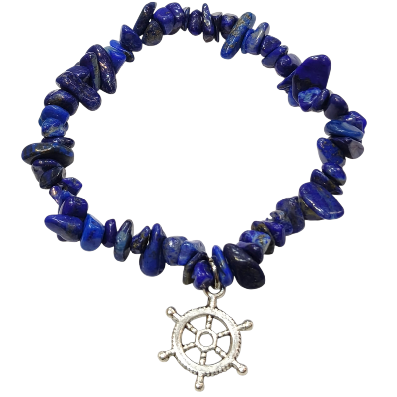 Bracelet Lapis-Lazuli Baroque avec insert Barre à Roue