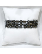 Bracelet Hématite Petites Briques et Pierres Rondes 6 mm