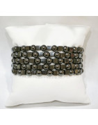 Bracelet Hématite Petits Cubes et Pierres Rondes 6 mm