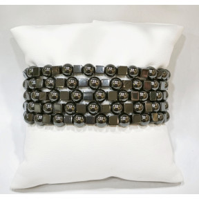 Bracelet Hématite Petits Cubes et Pierres Rondes 6 mm