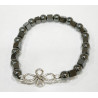 Bracelet Hématite Petits Cubes et Pierres Rondes 6 mm avec Nœud de Sorcière