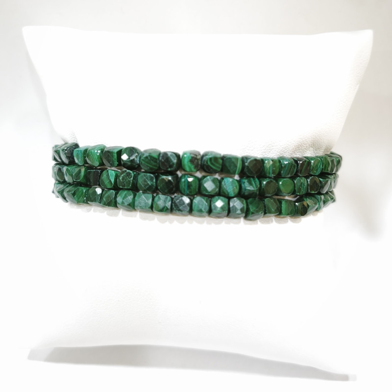 Bracelet Malachite Mini Cubes Facettés