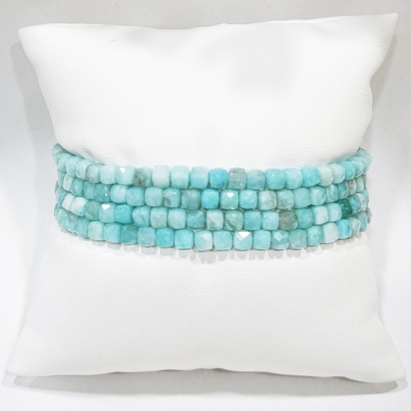 Bracelet Amazonite Mini Cubes Facettés