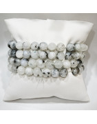 Bracelet Pierre de Lune Blanche et Noire Pierre Rondes