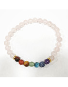 Bracelet Quartz Rose 7 Chakras Pierres Rondes 6mm
