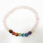 Bracelet Quartz Rose 7 Chakras Pierres Rondes 6mm