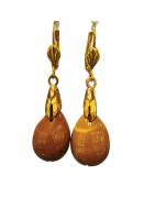 Boucles Jaspe Jaune Acier Inox Plaqué Or