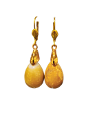 Boucles Jaspe Jaune Acier Inox Plaqué Or
