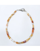 Bracelet Agate de Feu Rectangles avec Fermoir Classique 19 cm