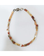 Bracelet Agate de Feu Rectangles avec Fermoir Aimanté 19 cm