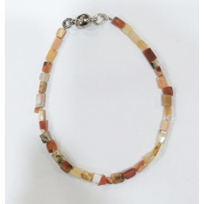 Bracelet Agate de Feu Rectangles avec Fermoir Aimanté 19 cm