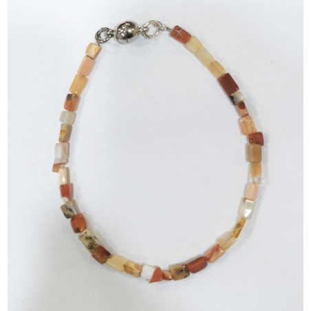 Bracelet Agate de Feu Rectangles avec Fermoir Aimanté 19 cm