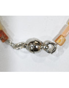 Bracelet Agate de Feu Rectangles avec Fermoir Aimanté 19 cm