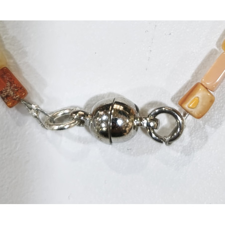 Bracelet Agate de Feu Rectangles avec Fermoir Aimanté 19 cm