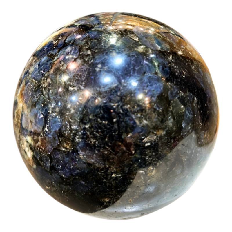 Boule Iolite / Quartz Bleu 2058 grammes Diamètre 36 cm