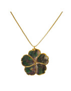 Pendentif Nacre Fleur et Chaîne Plaquées Or 60 cm