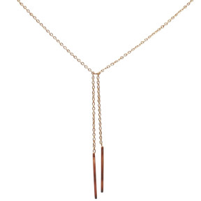 Collier  Deux Bûchettes Plaqué Or Rose 48 + 5 cm