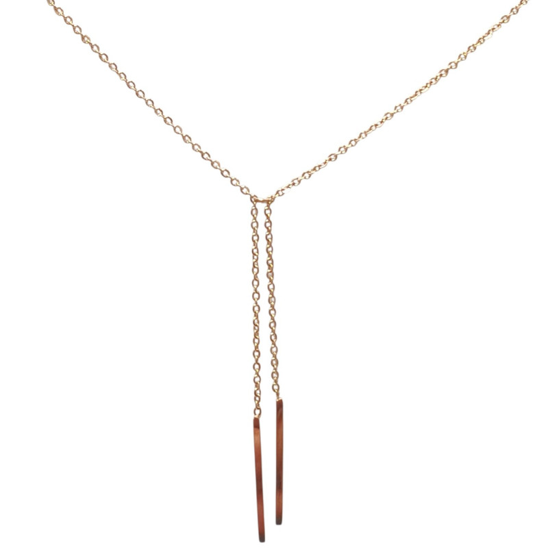 Collier  Deux Bûchettes Plaqué Or Rose 48 + 5 cm