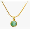 Pendentif Amazonite Serti Rond avec Chaîne Plaquée Or 42 cm