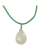 Pendentif Calcédoine Goutte Facettée sur Cordon Réglable