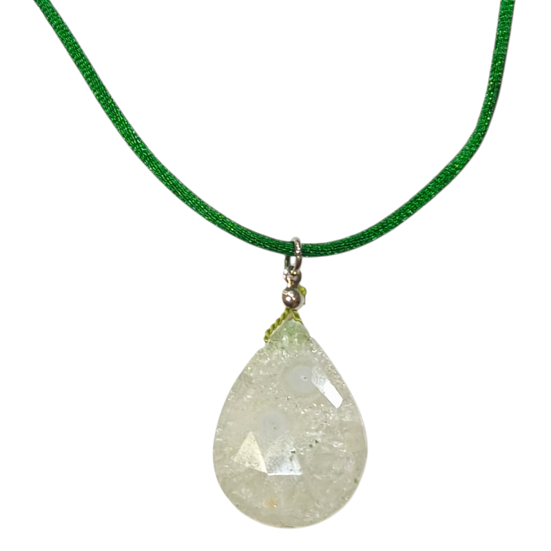 Pendentif Calcédoine Goutte Facettée sur Cordon Réglable