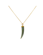 Pendentif Jade Corne avec Chaîne Plaquée Or 52 cm